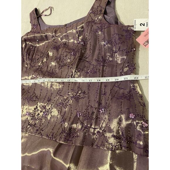 NWT Alex Evenings Maxi Dress Womens Plus Petite 20WP Amber Shimmer Beaded Gown - Picture 14 of 16